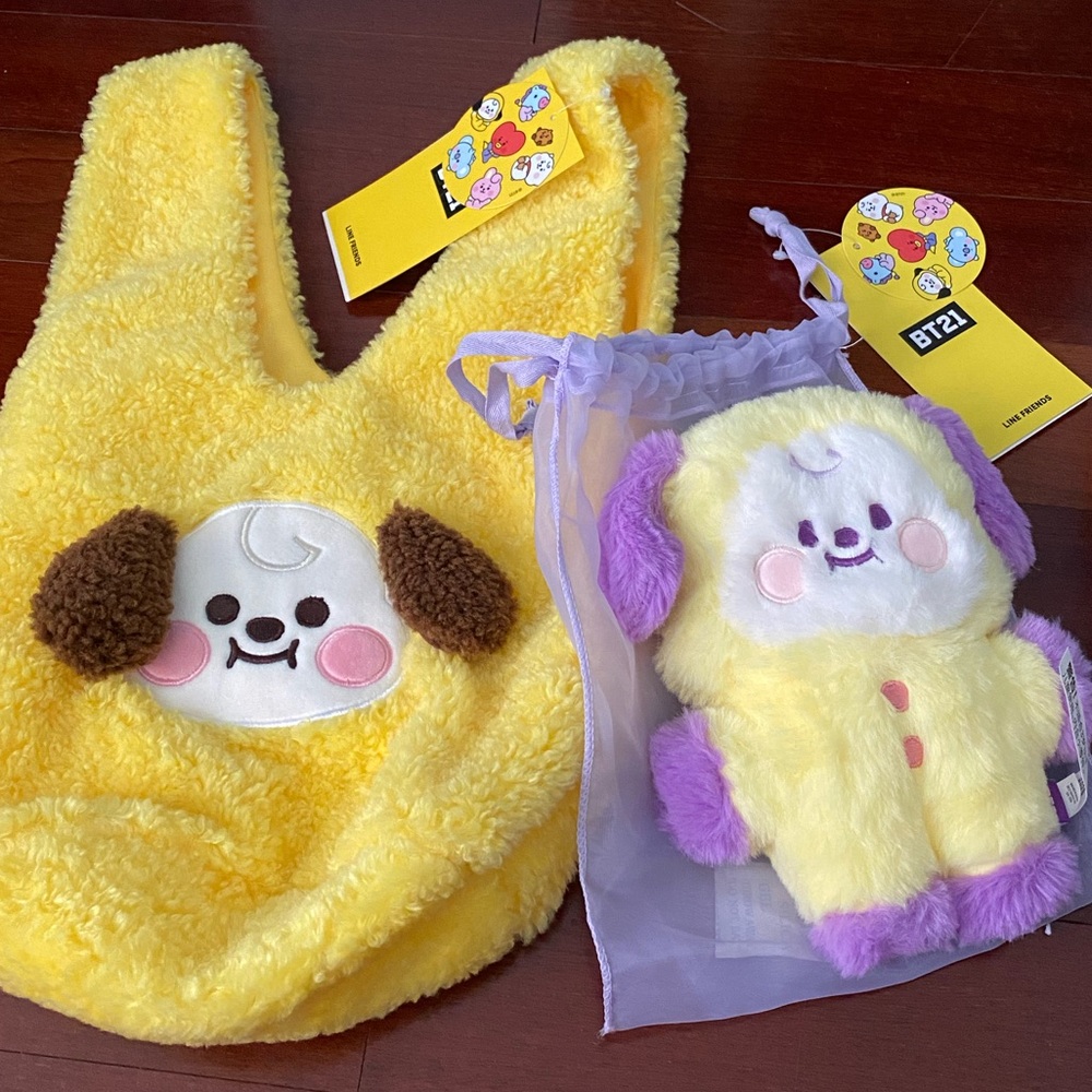 BTS BT21 LINE FRIENDS Chimmy Plush and Tote Bundle set!